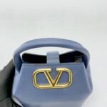 Mini Bucket V Logo Lambskin Dark Blue