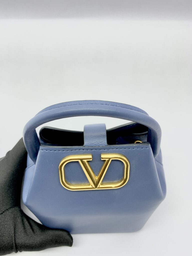 Mini Bucket V Logo Lambskin Dark Blue