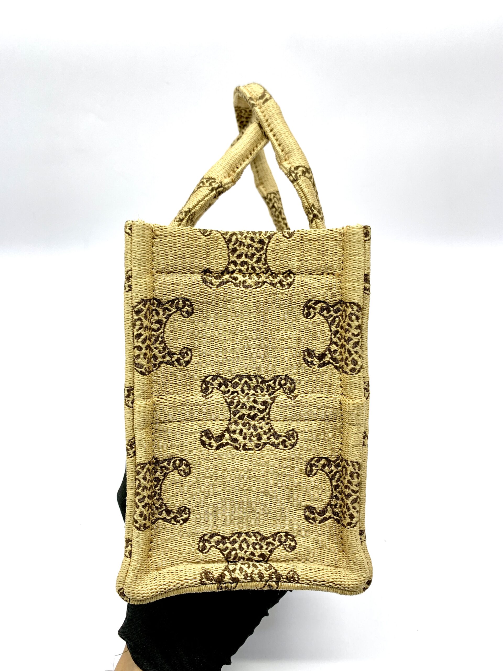 Small Cabas Raffia Effect Leopard Calf Tan