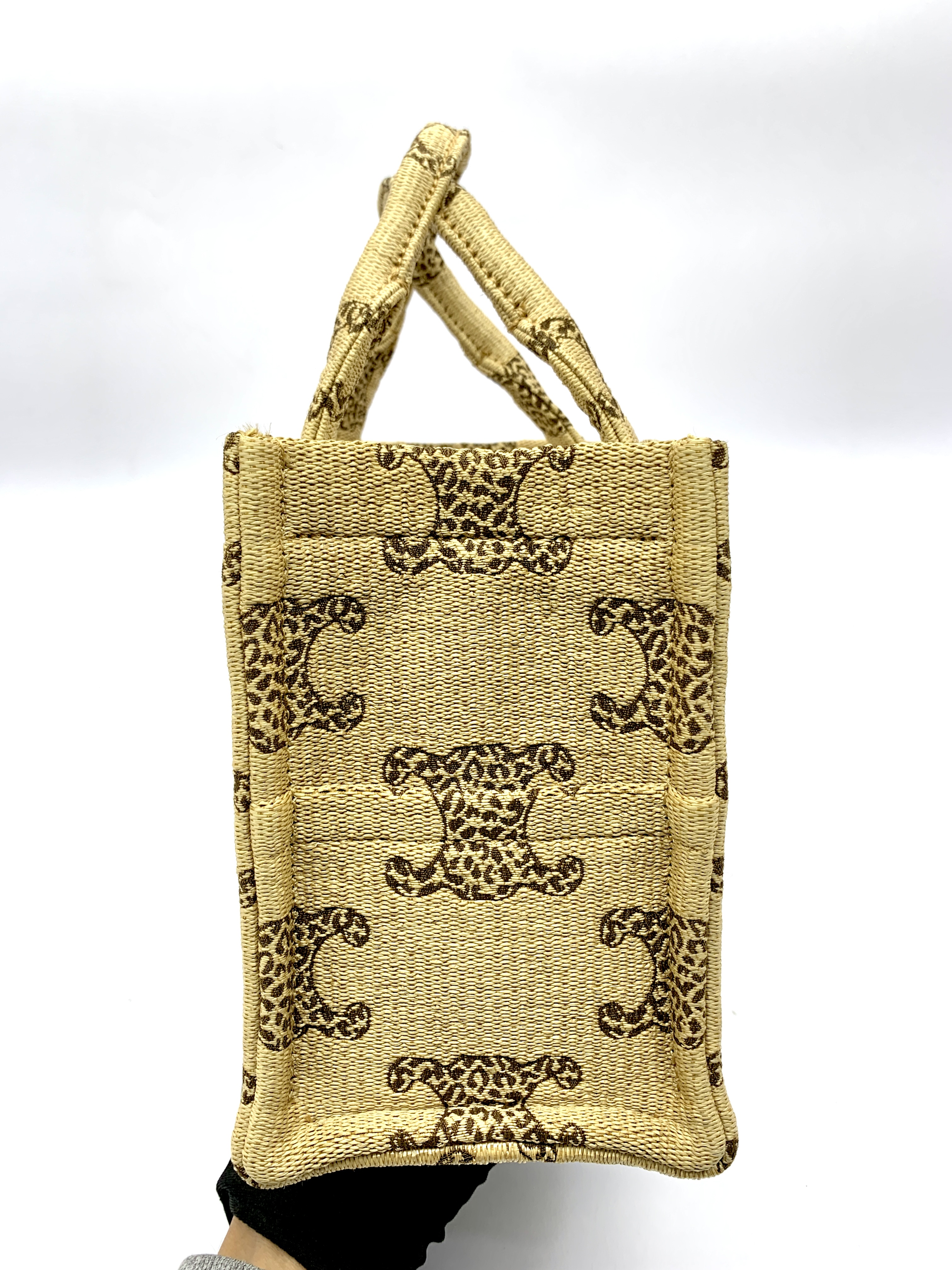 Small Cabas Raffia Effect Leopard Calf Tan