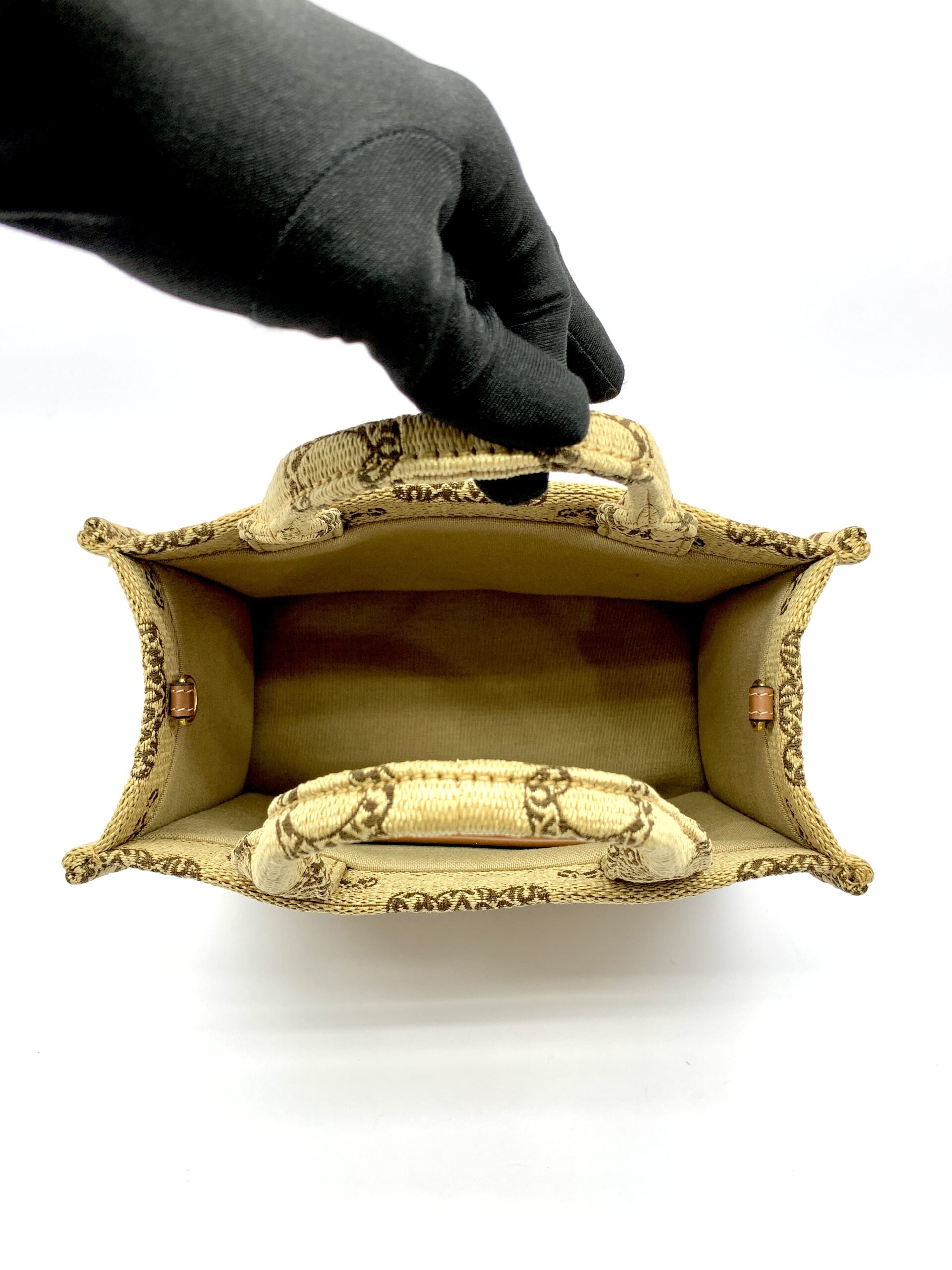 Small Cabas Raffia Effect Leopard Calf Tan