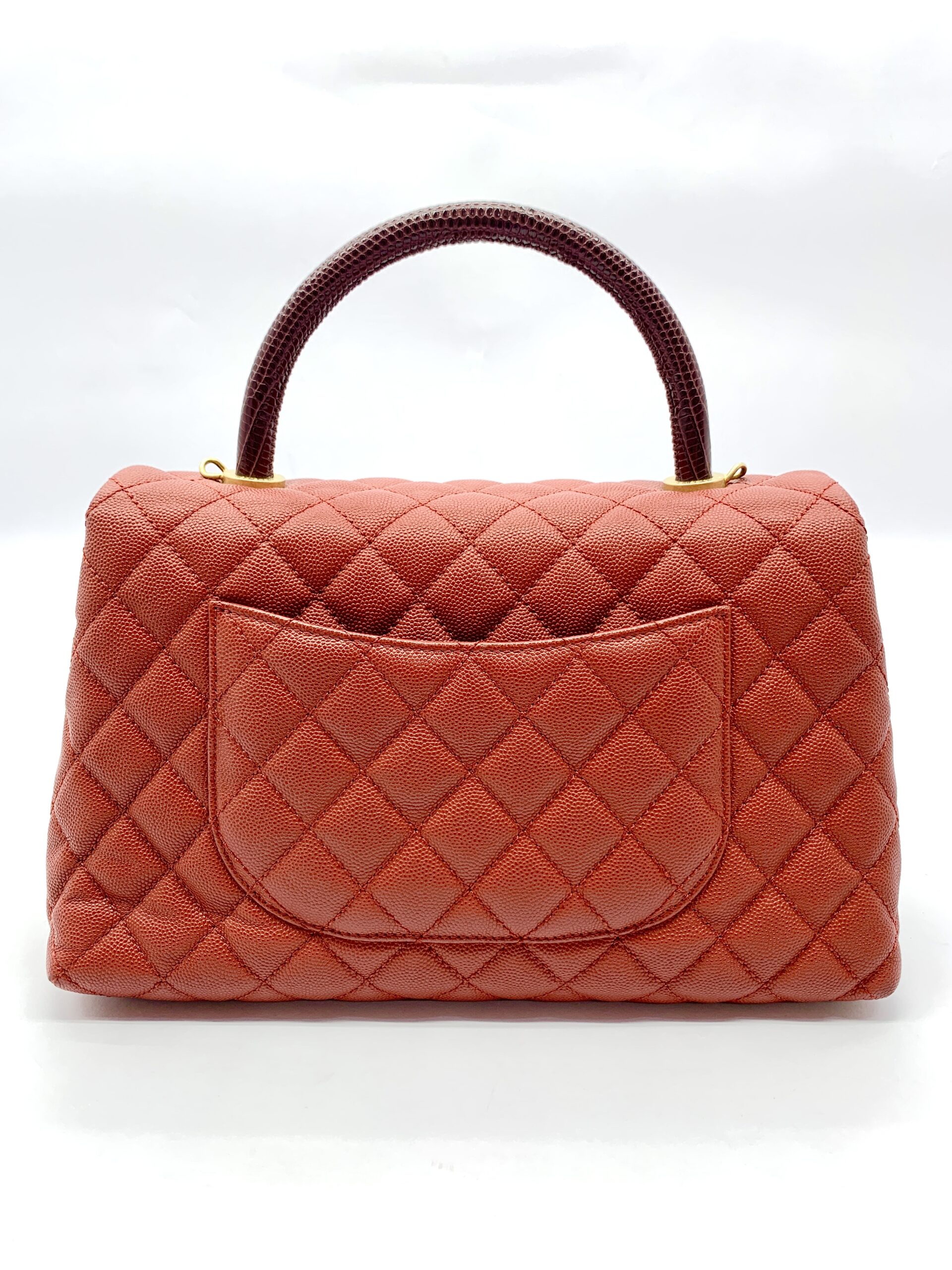 Coco Handle Medium Caviar Red Lizard Handle