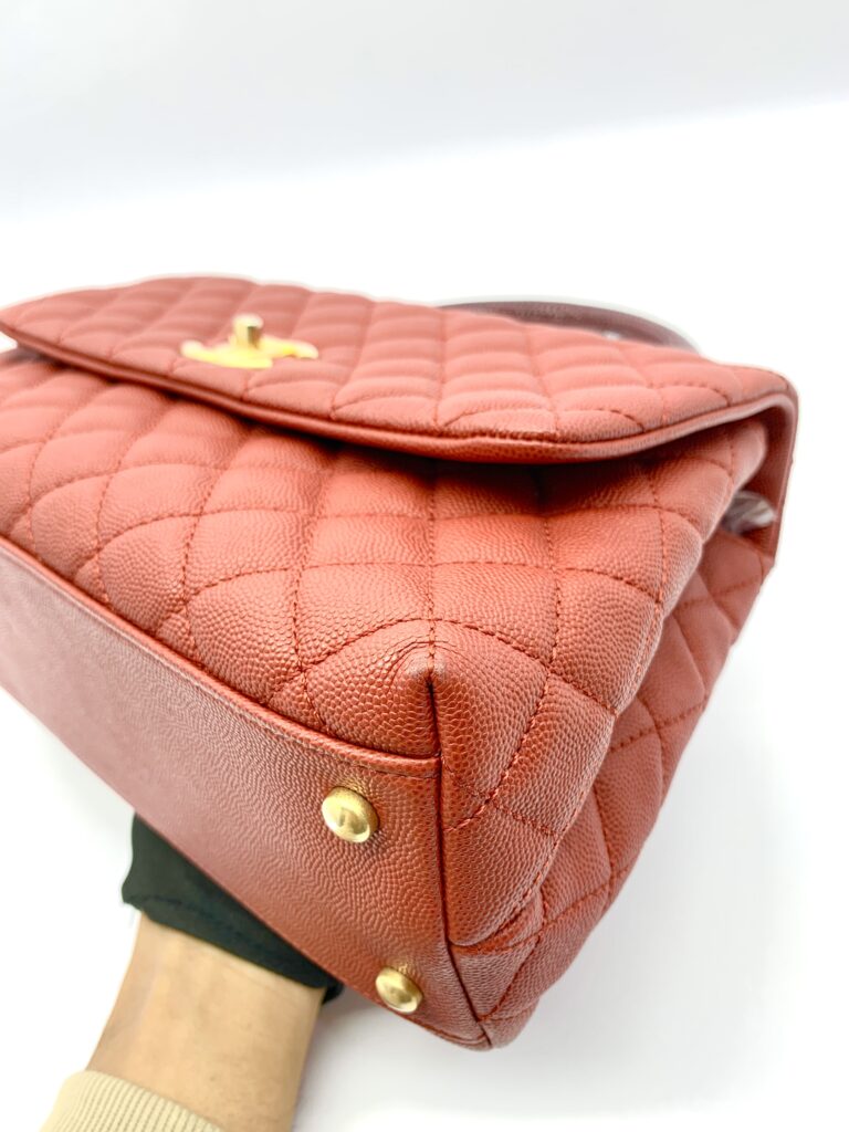 Coco Handle Medium Caviar Red Lizard Handle