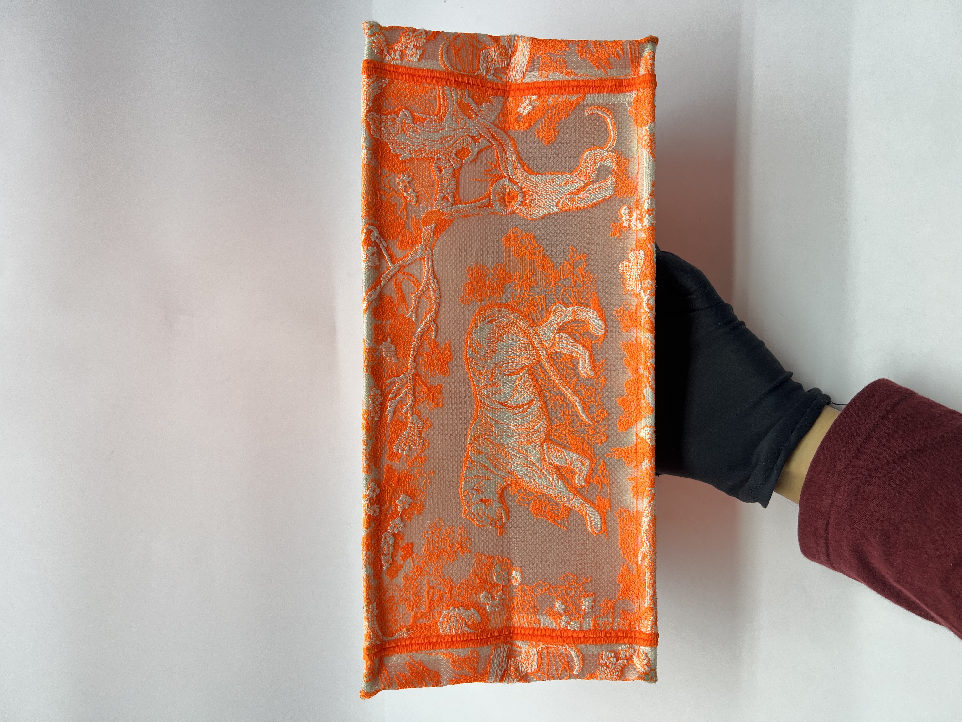 Medium Book Tote Linen Orange Toile De Jouy