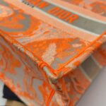 Medium Book Tote Linen Orange Toile De Jouy