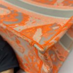 Medium Book Tote Linen Orange Toile De Jouy