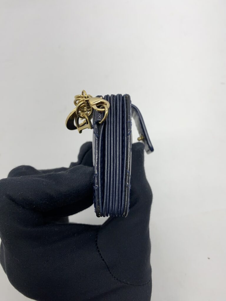 Lady Dior Jasmine Card Holder Patent Navy