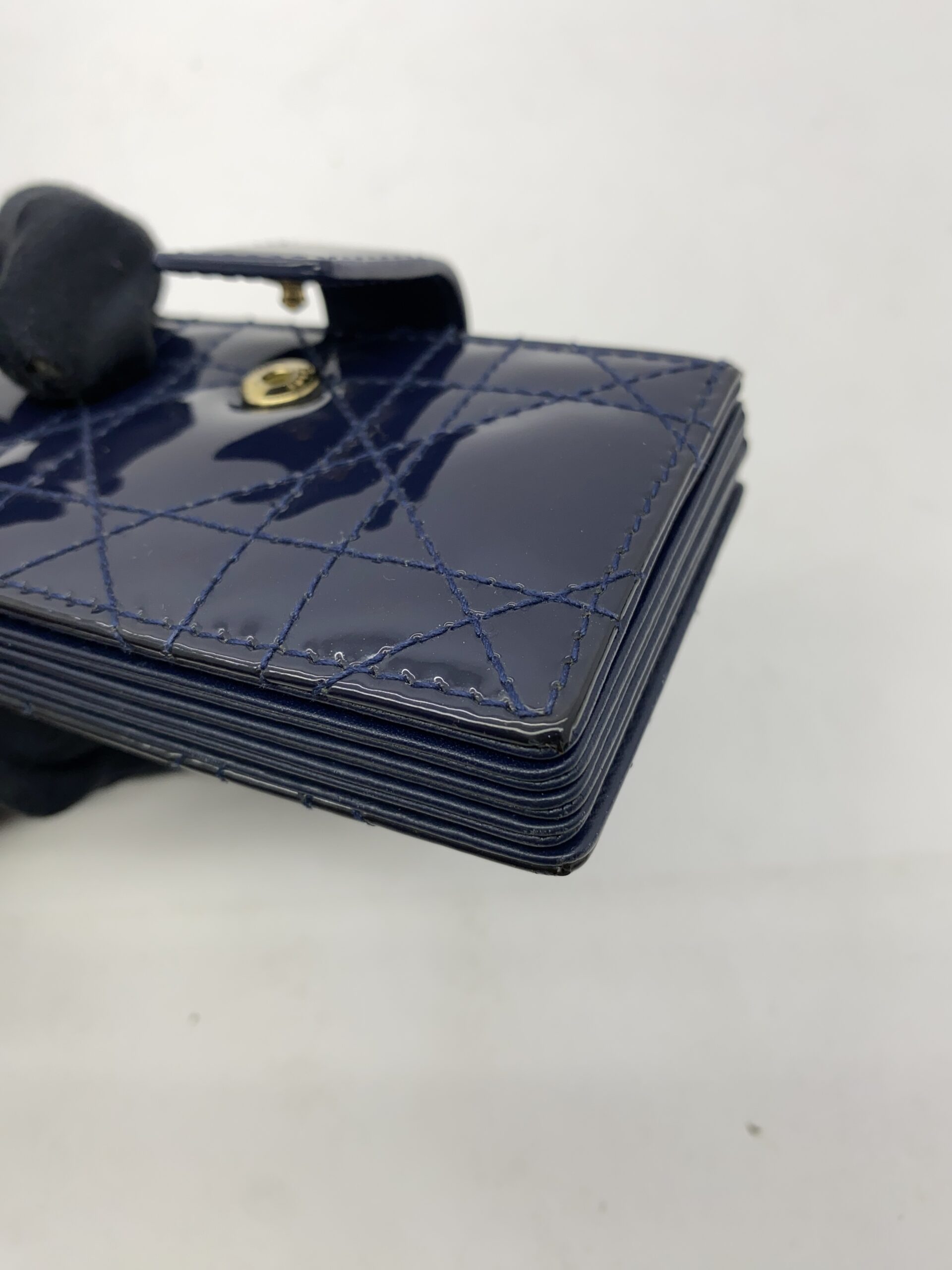 Lady Dior Jasmine Card Holder Patent Navy