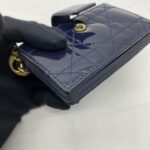 Lady Dior Jasmine Card Holder Patent Navy