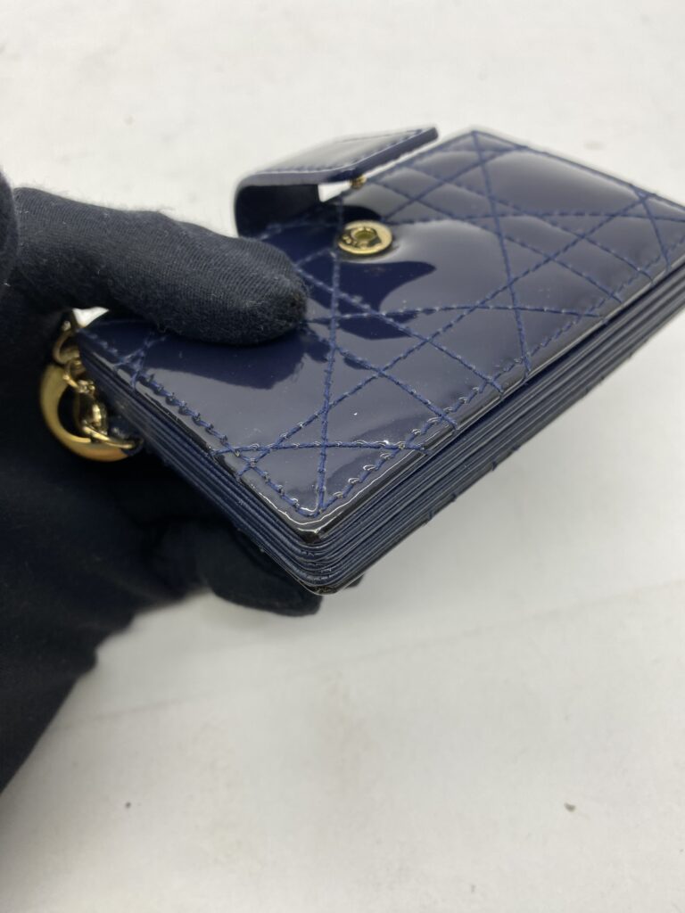 Lady Dior Jasmine Card Holder Patent Navy