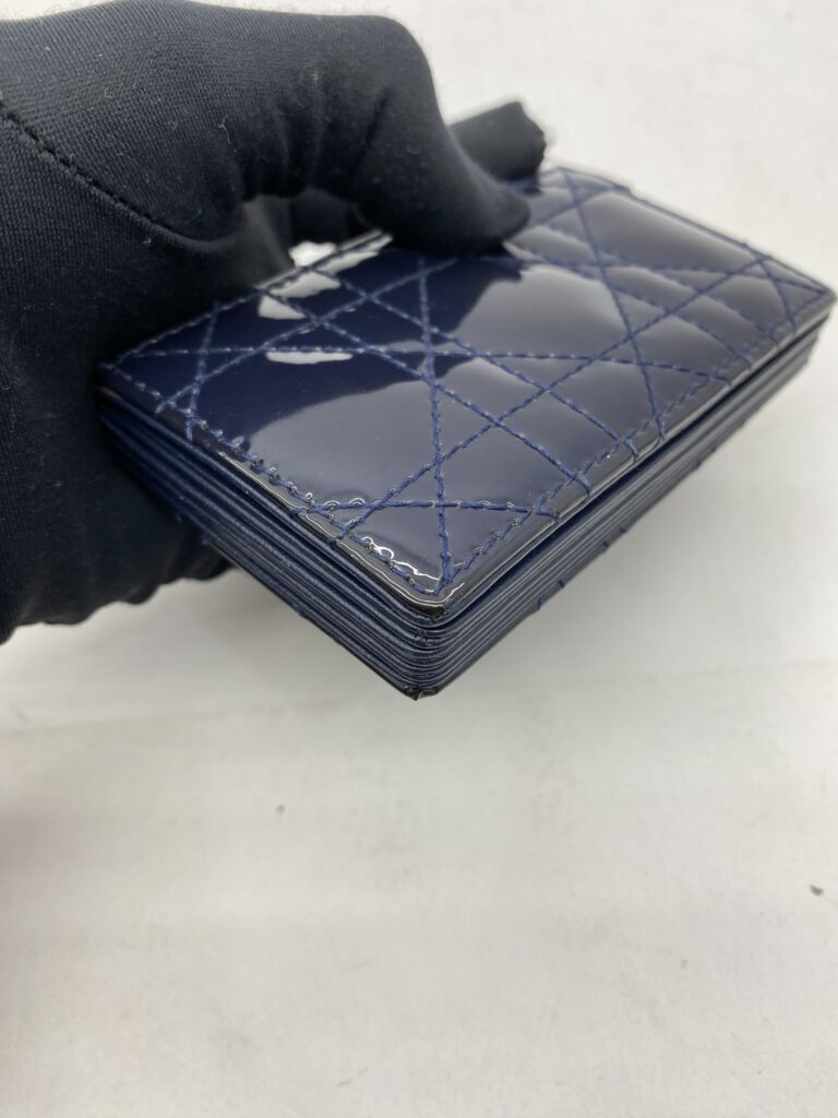 Lady Dior Jasmine Card Holder Patent Navy