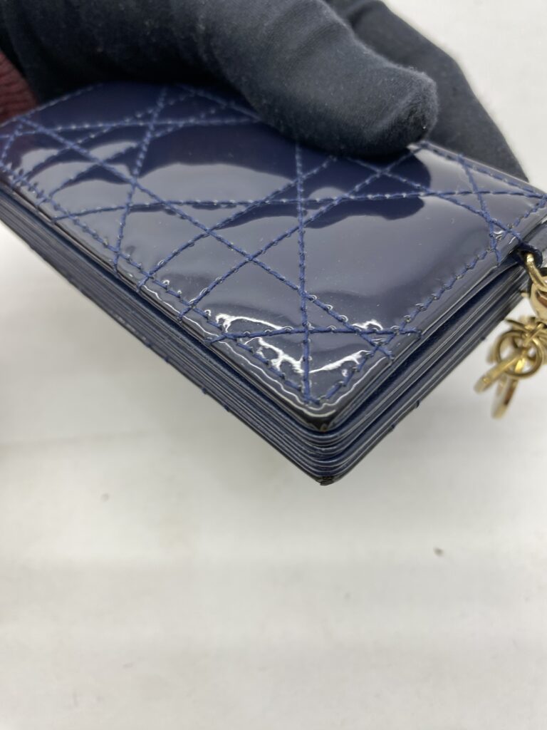 Lady Dior Jasmine Card Holder Patent Navy