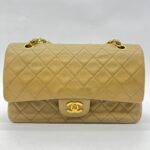 Classic Medium D. Flap Lambskin Light Brown