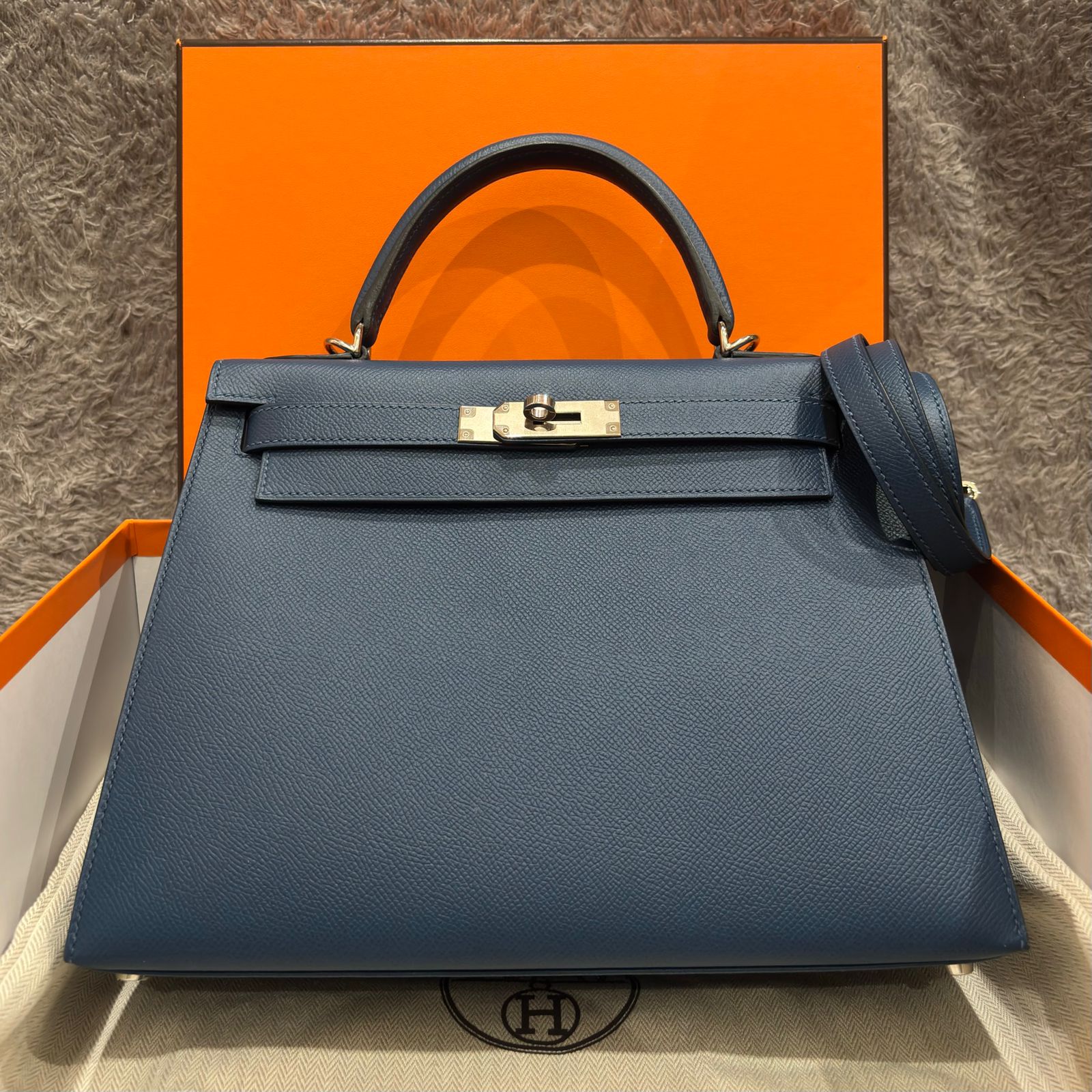 Kelly 28 Epsom Bleu De Prusse