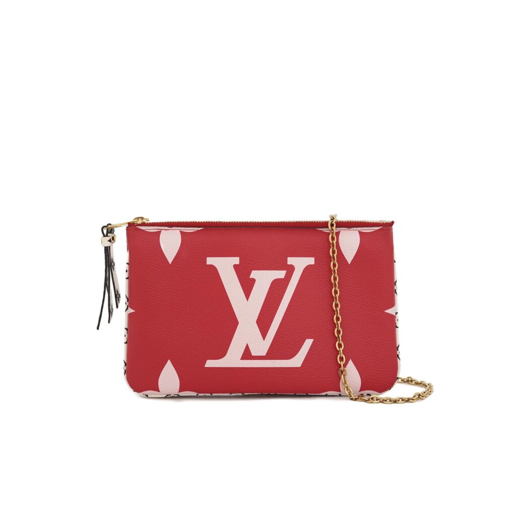 Pochette Double Zip Monogram Red Pink