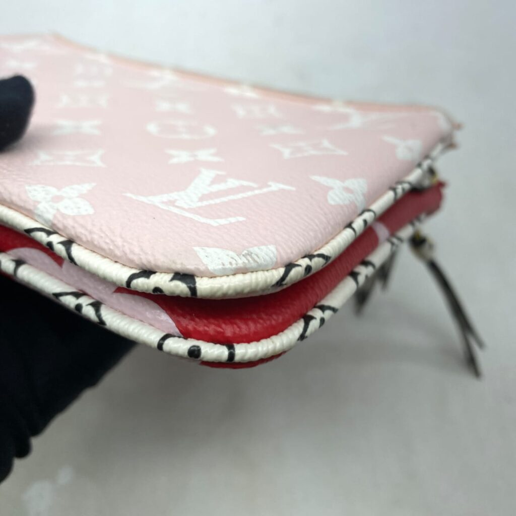 Pochette Double Zip Monogram Red Pink