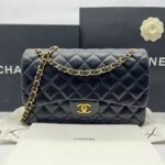 Classic Jumbo D-Flap Lambskin Black