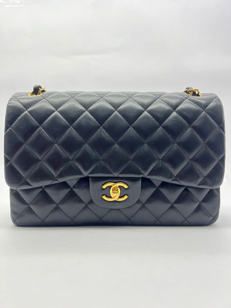 Classic Jumbo D-Flap Lambskin Black