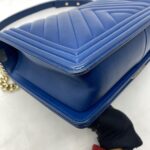 Boy 28 Lambskin Chevron Blue LGHW