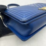Boy 28 Lambskin Chevron Blue LGHW