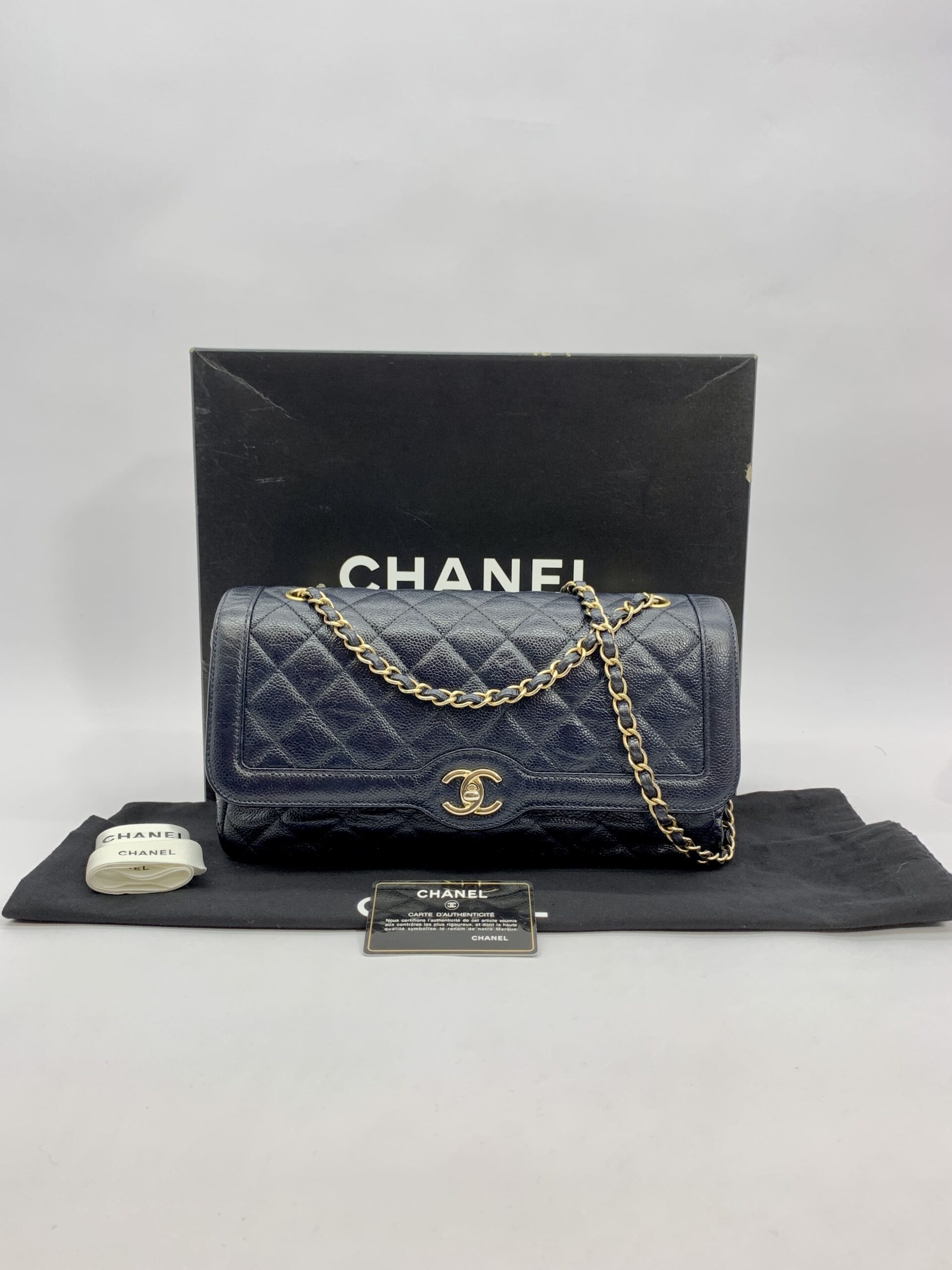 CC Flap Bag Caviar Navy Blue GHW