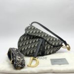 Saddle Medium Canvas Blue Oblique GHW