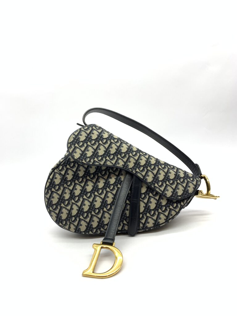 Saddle Medium Canvas Blue Oblique GHW