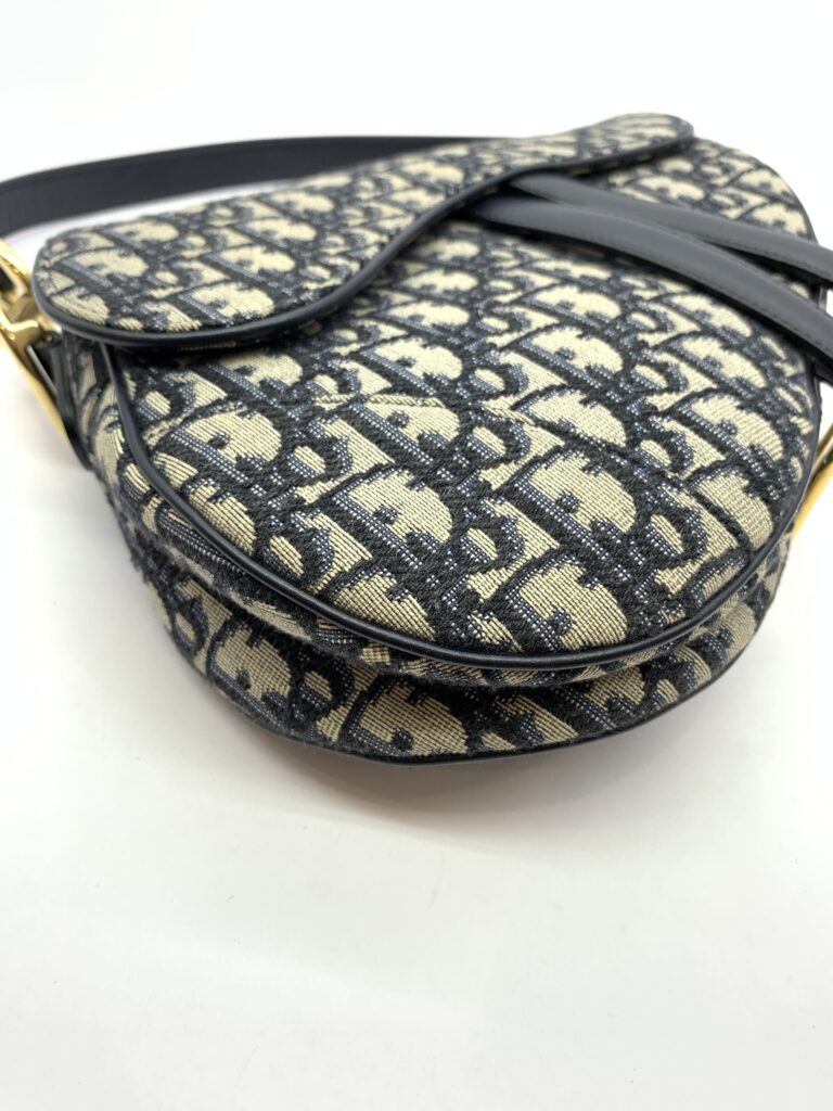 Saddle Medium Canvas Blue Oblique GHW