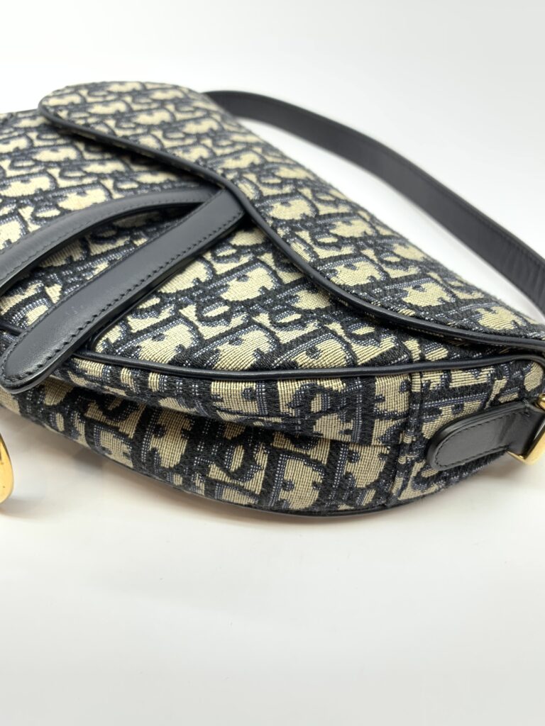 Saddle Medium Canvas Blue Oblique GHW