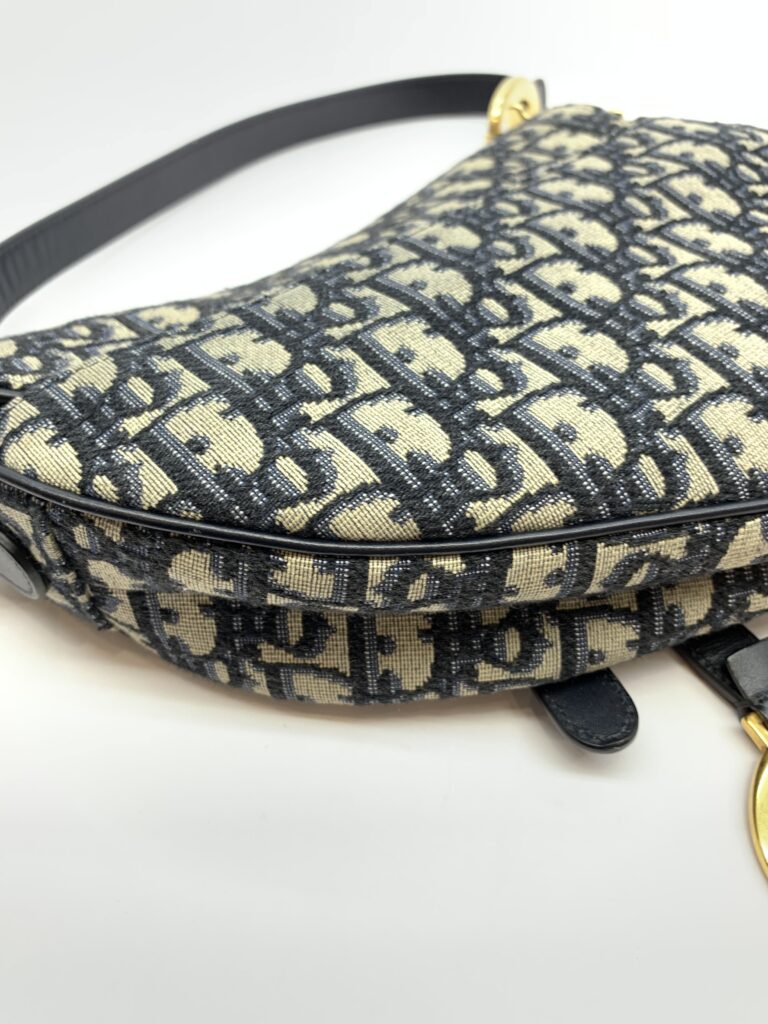 Saddle Medium Canvas Blue Oblique GHW