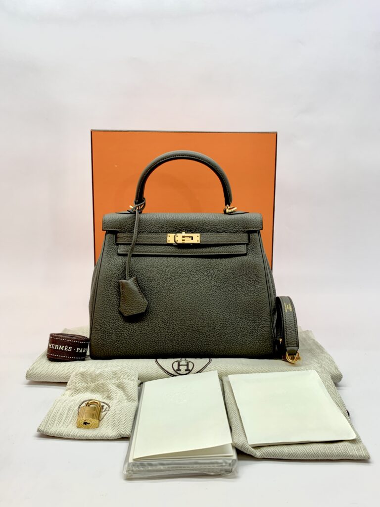 Kelly 25 Togo Gris Etain GHW