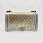 Chanel Boy Medium Silver Gold 2014