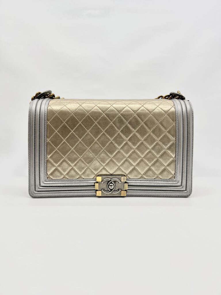 Chanel Boy Medium Silver Gold 2014