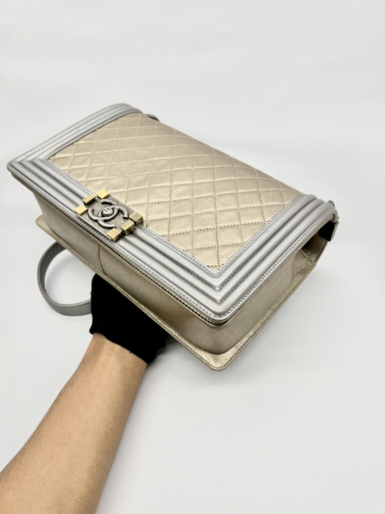 Chanel Boy Medium Silver Gold 2014