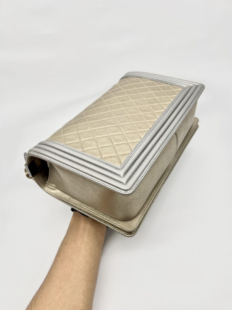 Chanel Boy Medium Silver Gold 2014