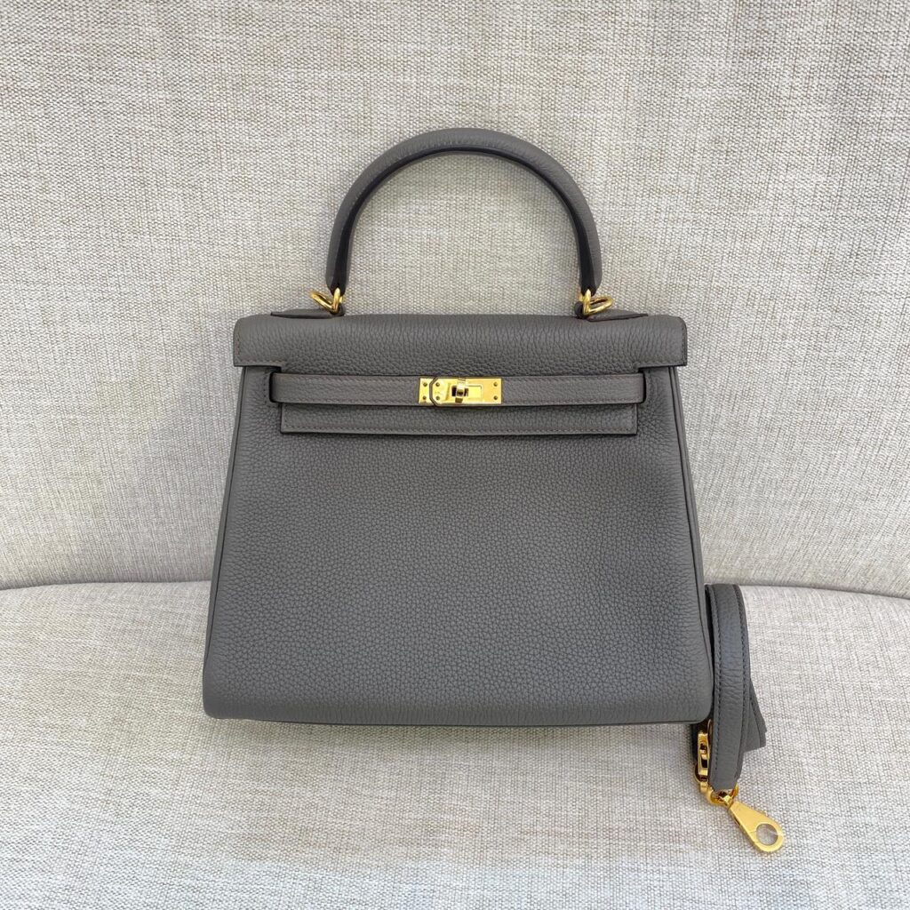 Kelly 25 Togo Gris Etain GHW