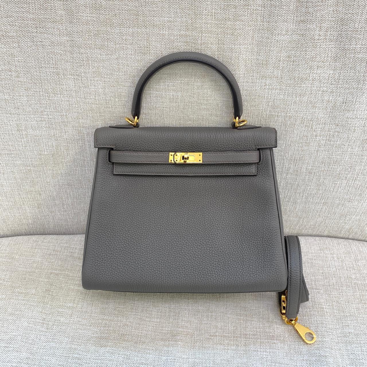 Kelly 25 Togo Gris Etain GHW