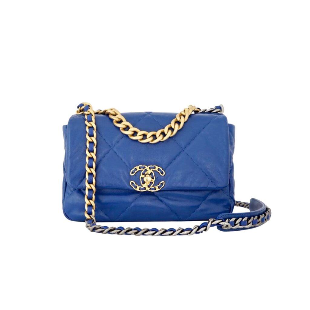 C19 Small Lambskin Blue Navy Ghw