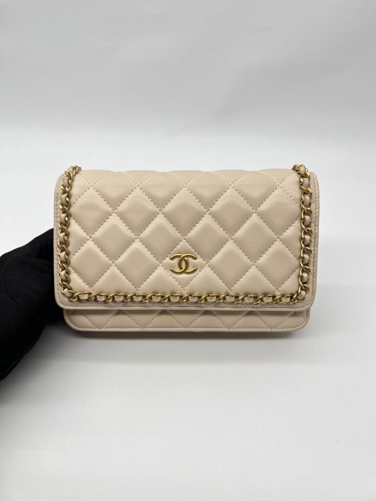 WOC Round Chain Lambskin Light Beige GHW