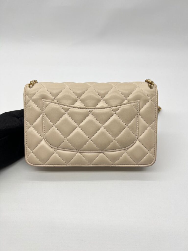 WOC Round Chain Lambskin Light Beige GHW