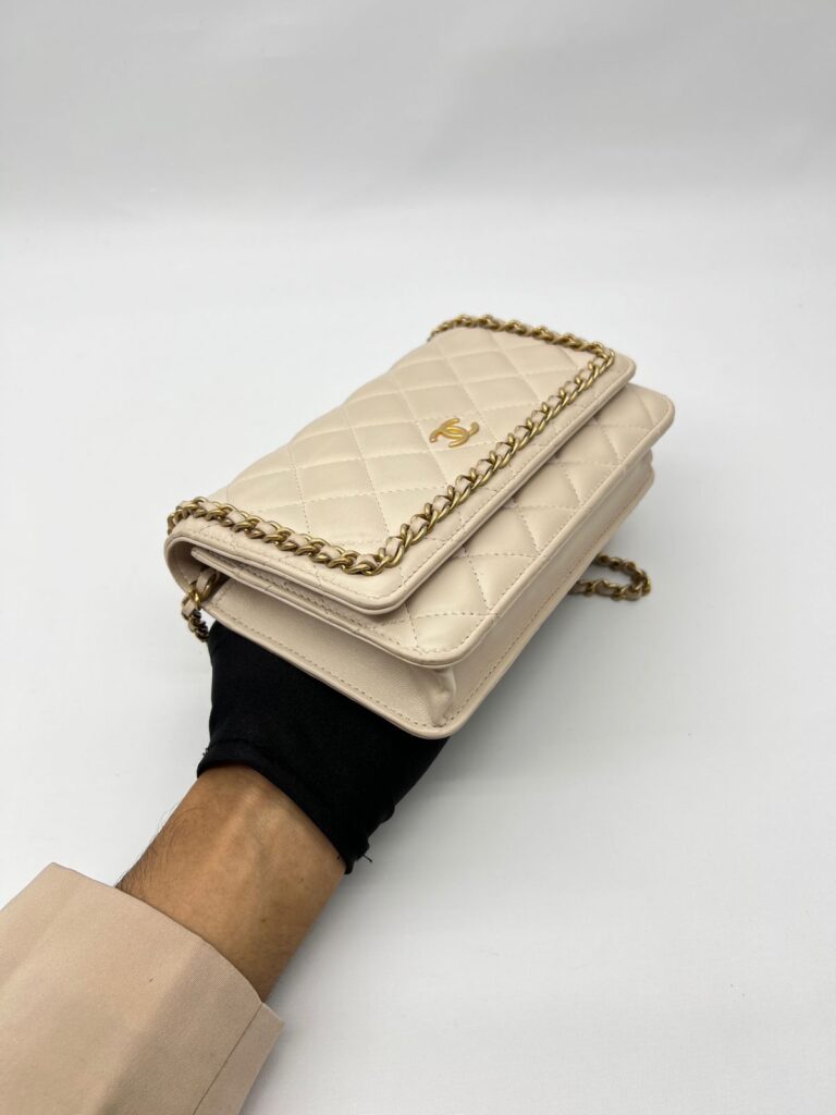 WOC Round Chain Lambskin Light Beige GHW