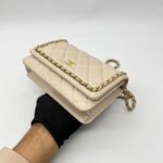 WOC Round Chain Lambskin Light Beige GHW