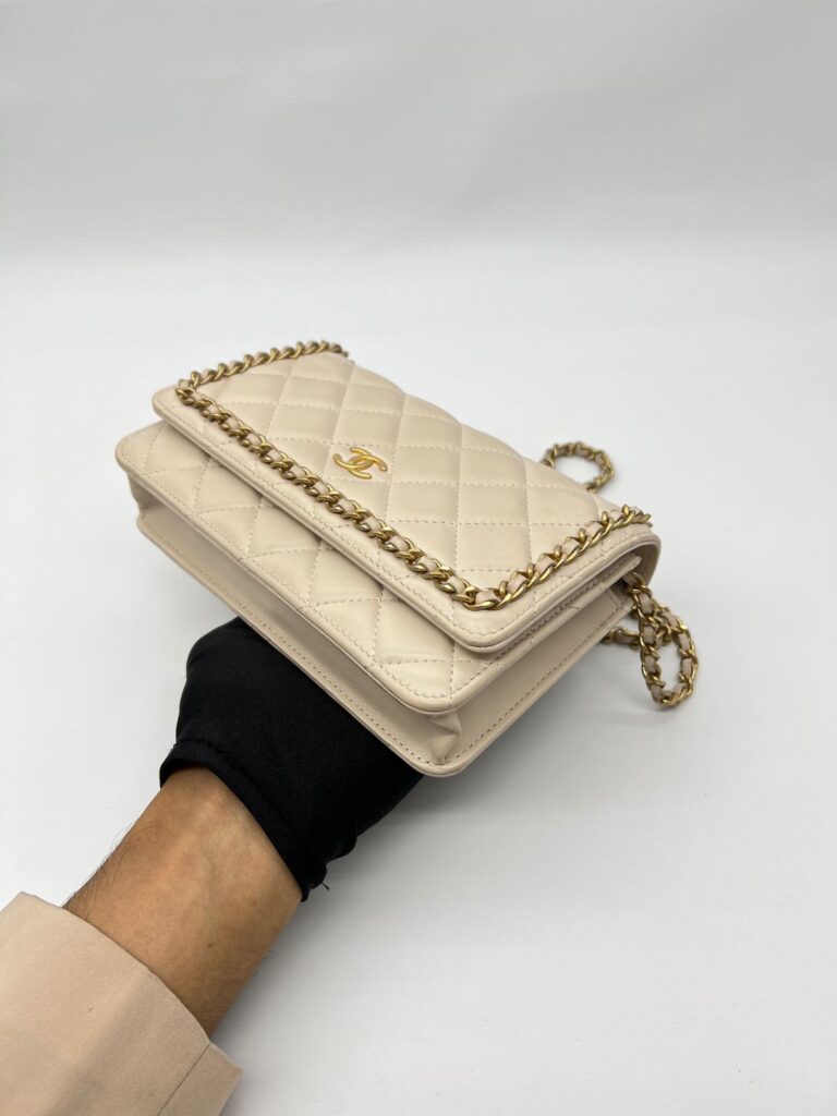 WOC Round Chain Lambskin Light Beige GHW