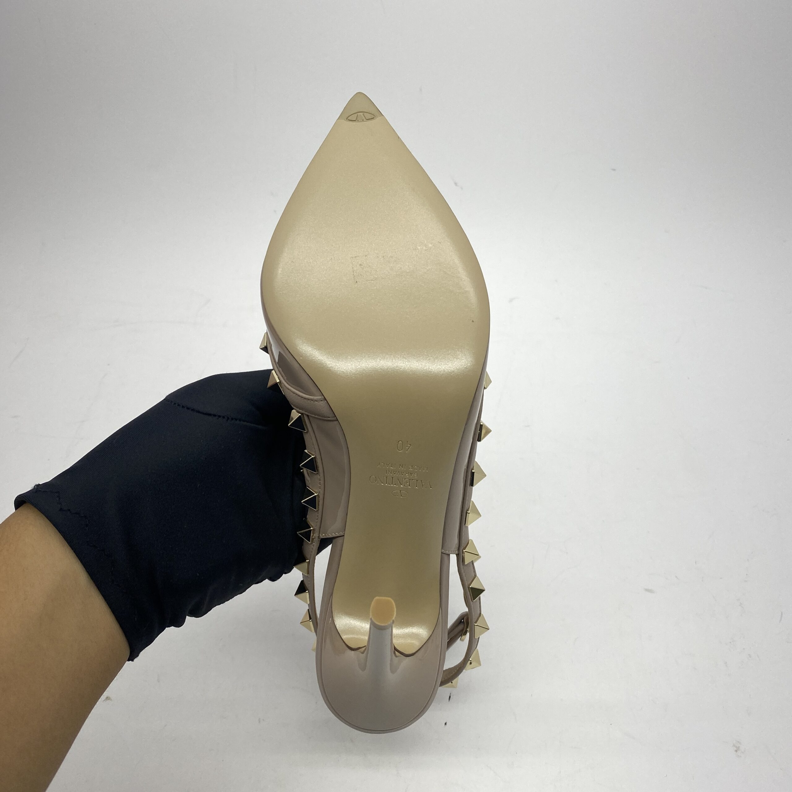 Rockstud Ankle Heels Patent Poudre LGHW