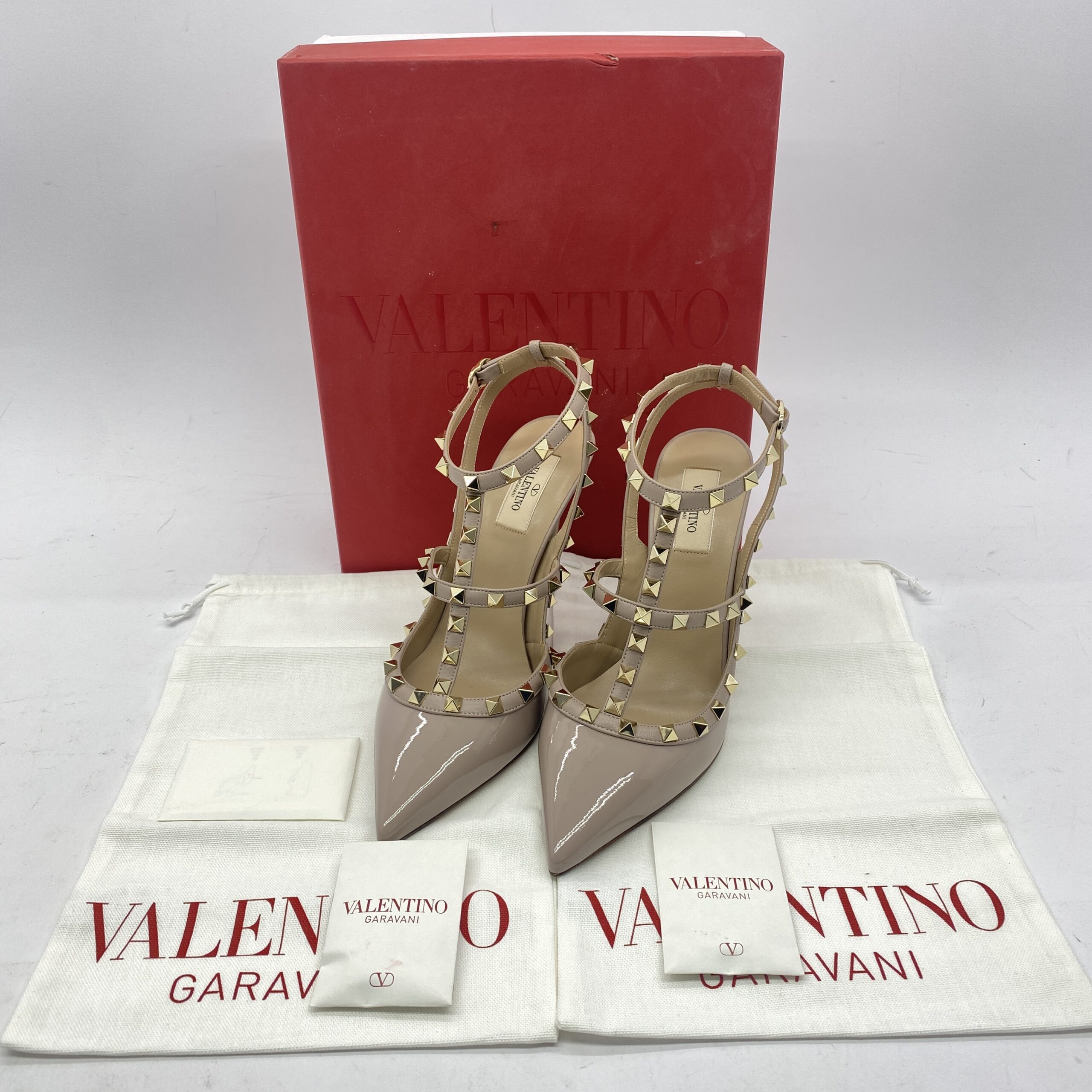 Rockstud Ankle Heels Patent Poudre LGHW