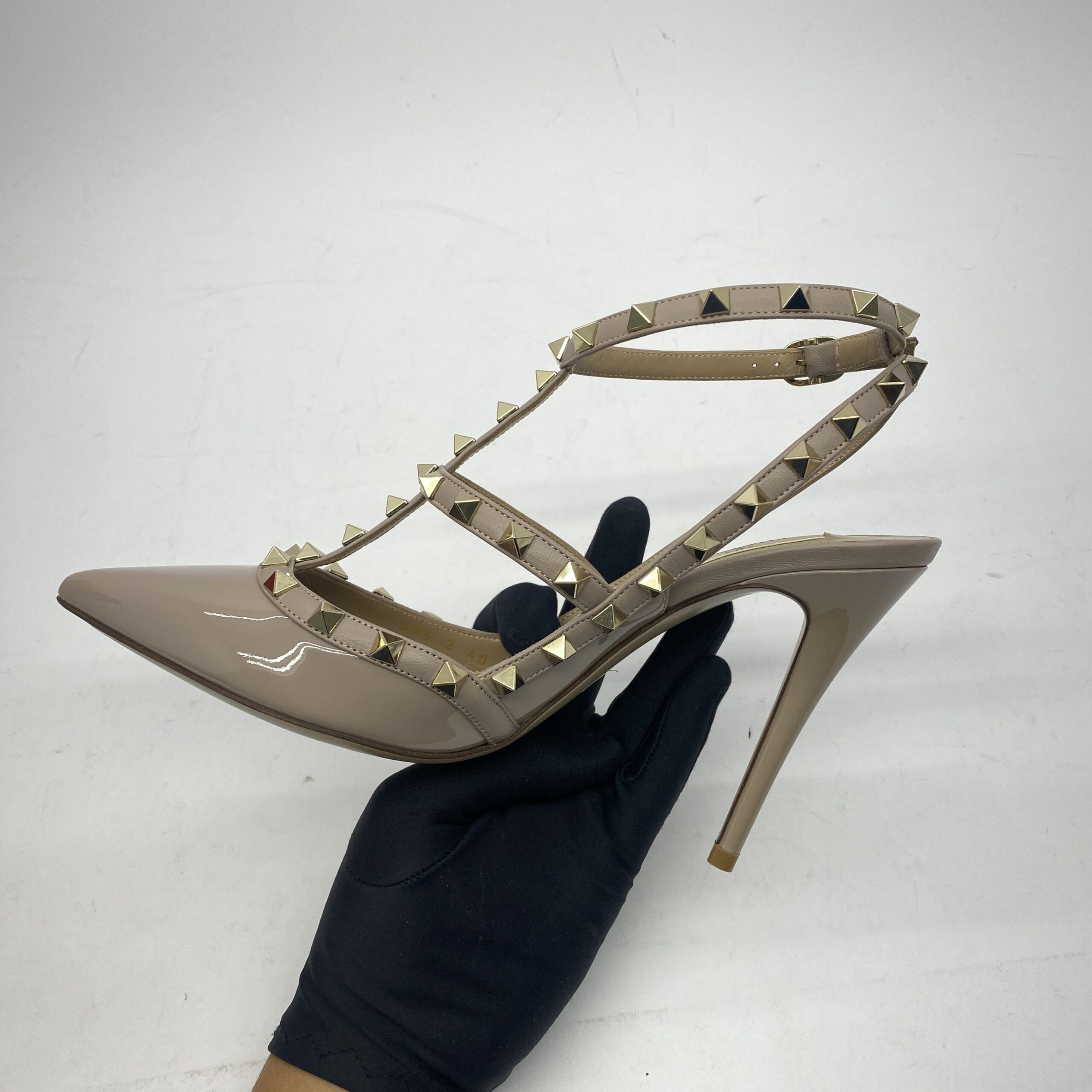 Rockstud Ankle Heels Patent Poudre LGHW