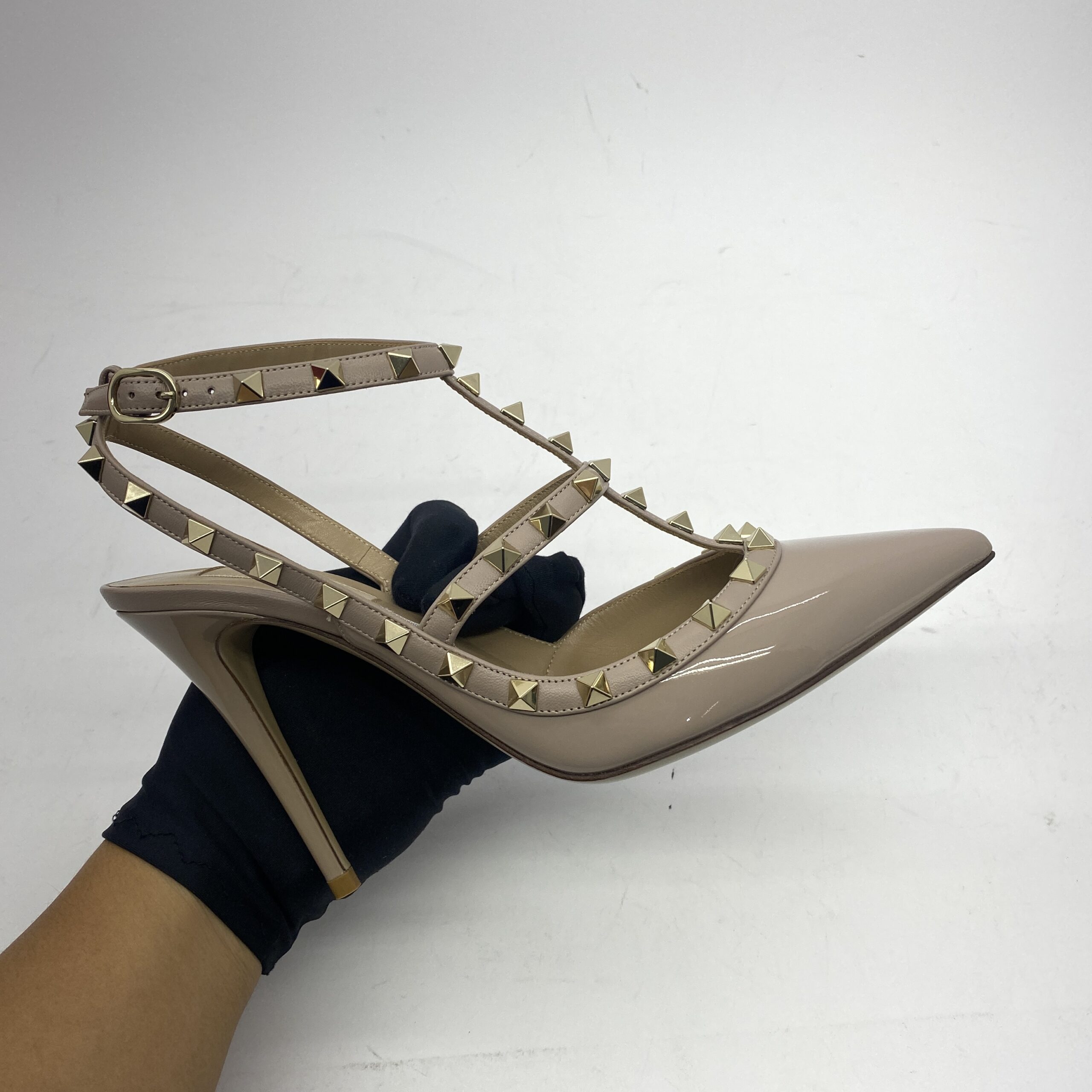 Rockstud Ankle Heels Patent Poudre LGHW