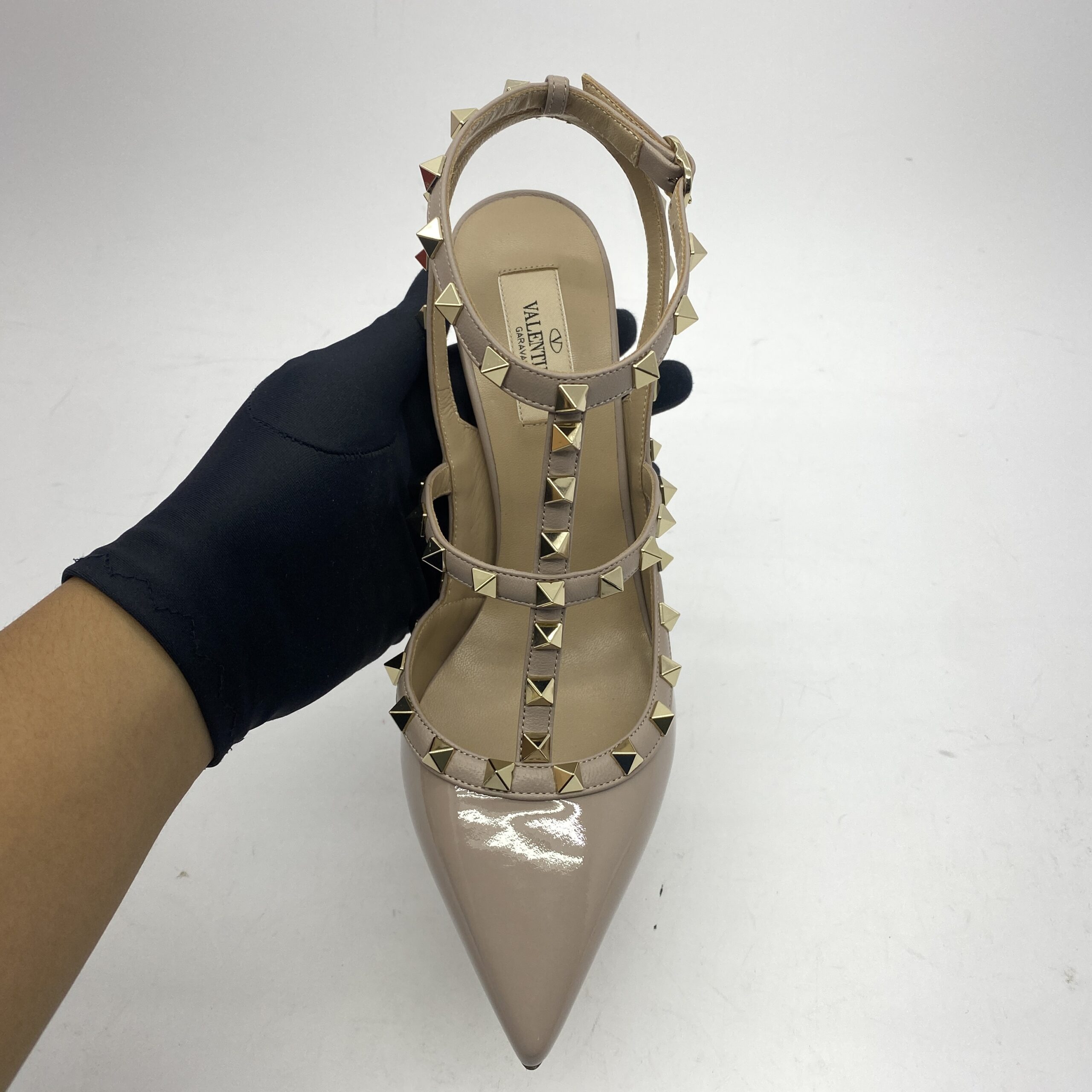Rockstud Ankle Heels Patent Poudre LGHW