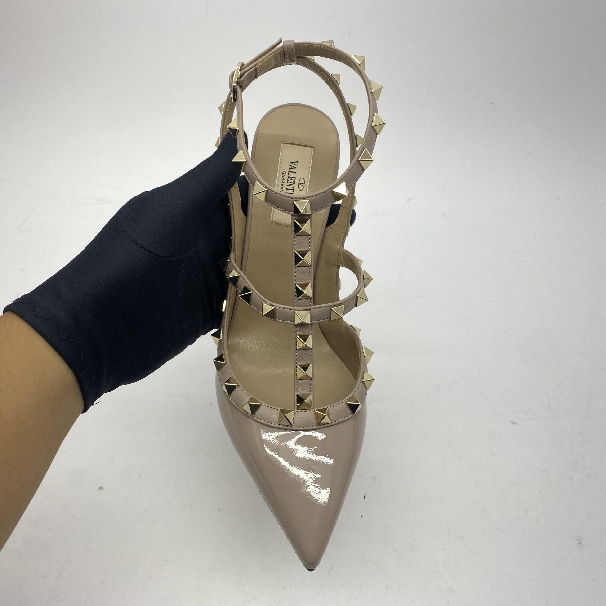 Rockstud Ankle Heels Patent Poudre LGHW