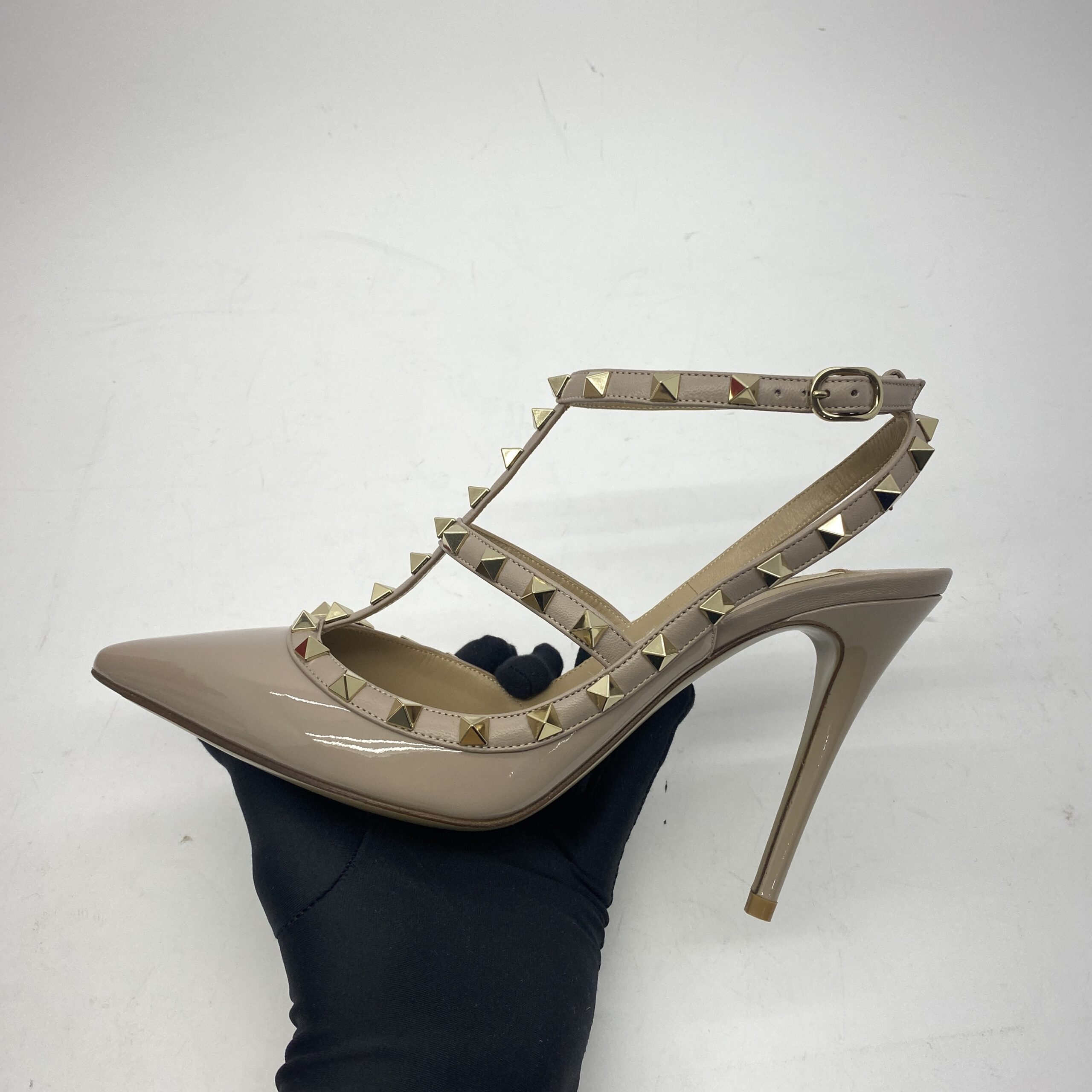 Rockstud Ankle Heels Patent Poudre LGHW